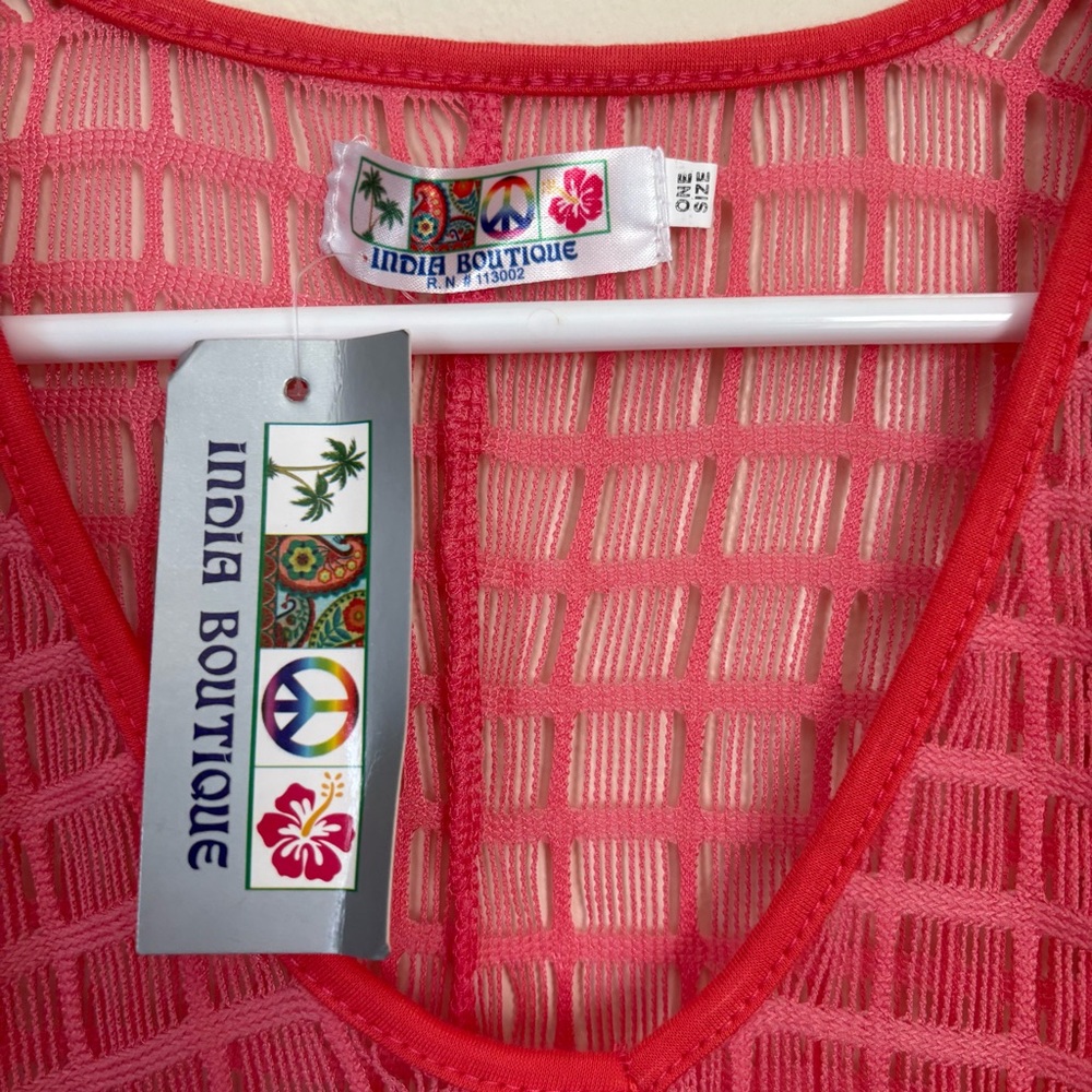 India Boutique Coral Mesh Dress/Swim Cover One Size NWT - Picture 5 of 8